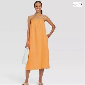 a new day target orange linen dress